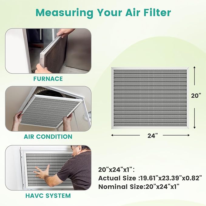 20x24x1 HVAC Furnace Air Filter, Washable Electrostatic Furnace Filter - Image 3