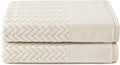 Texere 100% Organic Cotton Jacquard 650 GSM Premium Bath Towel Sets - Extra Absorbent Quick Dry and Plush (Cable, Birch, 2 Bath Towels)