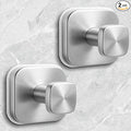 Shower Hooks for Inside Shower,Reusable Suction Cup Hooks for Glass Window,Mirror,Removable Towel Hooks for Bathroom,2 Pack(Silver)