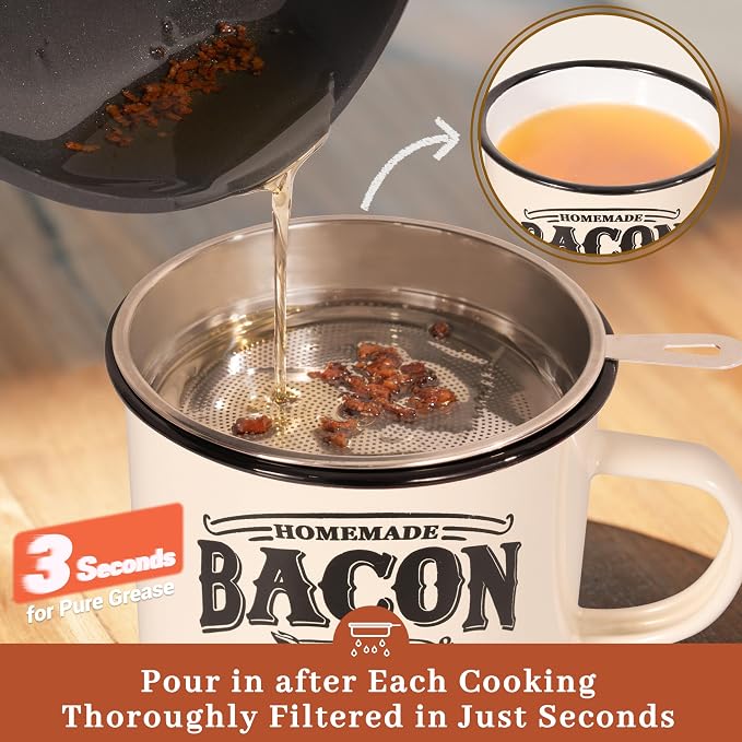 Bacon Grease Container with Strainer - Image 4