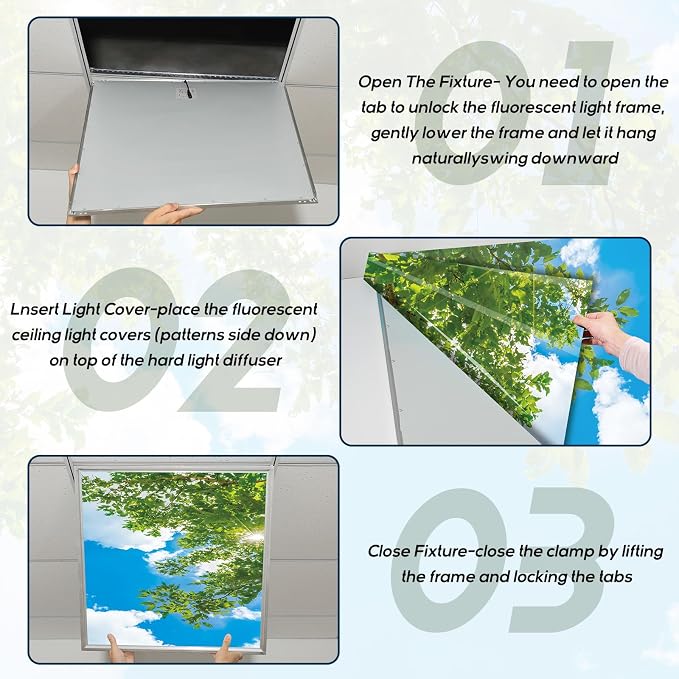 Amylove 4 Pcs Fluorescent Light Covers Classroom Ceiling Panels Light Filters - Image 5