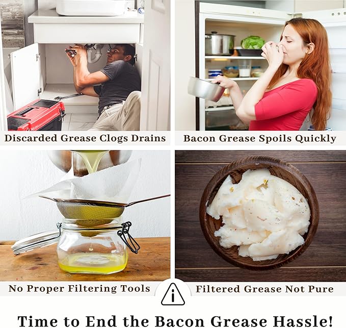 Bacon Grease Container with Strainer - Image 2
