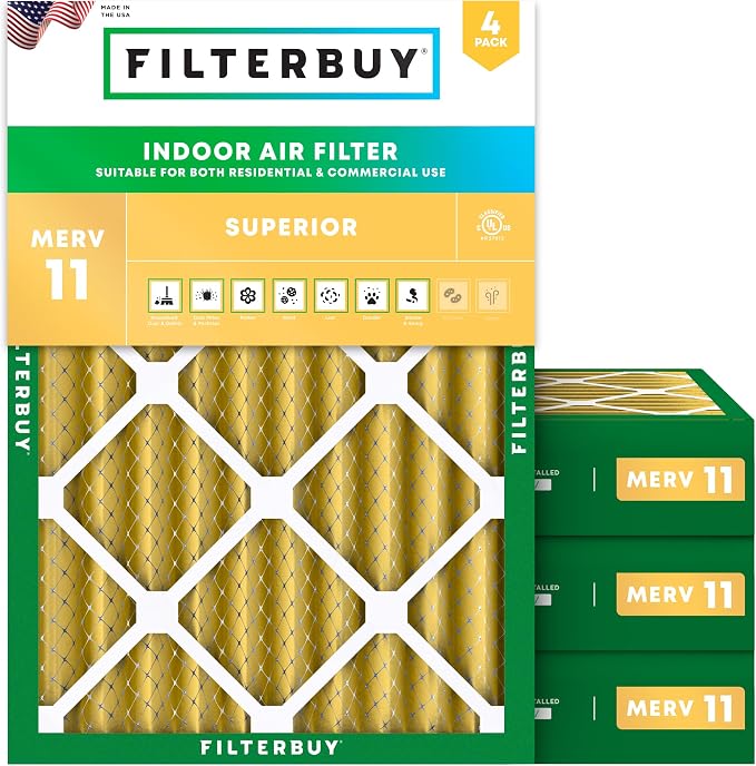 Filterbuy 14x20x4 Air Filter MERV 11 Superior Pet & Allergy Defense, by Filterbuy