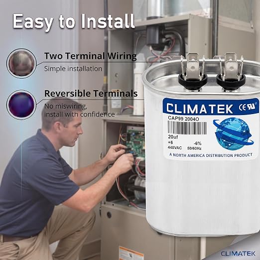 ClimaTek 20 MFD 370/440 Volt VAC Run Oval Capacitor CAP99-2004O - Image 3