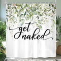 Riyidecor Sage Green Eucalyptus Leaves Shower Curtain for Bathroom Decor 72Wx72H Get Naked Bible Verse Spring Watercolor Floral Botanical Art Printed Fabric Polyester Waterproof 12 Pack Metal Hooks