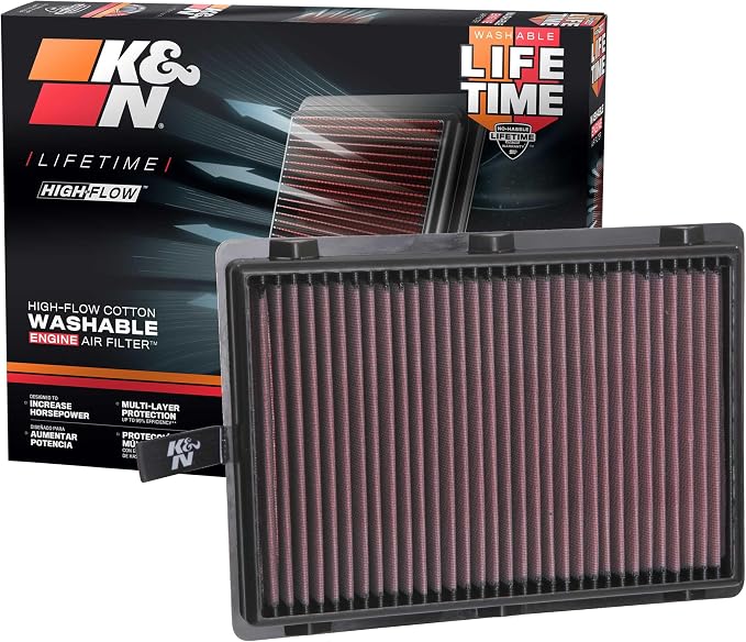 K&N High-Flow Original Lifetime Engine Air Filter: Increase Power: Premium by KNEngineeringInc