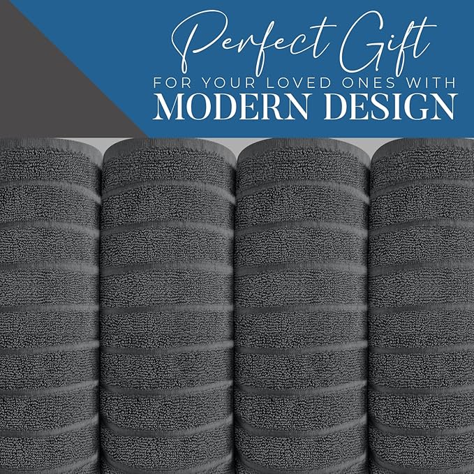 DAN RIVER Pack of 2 Bath Sheet 35x70 Inches, Extra Large Ribbed Gray Bath Towels Oversized, Absorbent Cotton Towels for Bathroom