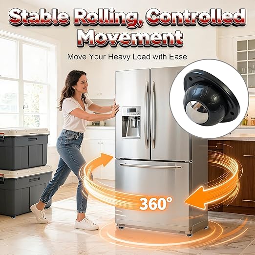 Black Stainless Steel Self Adhesive Caster Wheels – 4 Pack Large Profile Swivel - Image 2