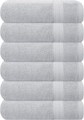 GLAMBURG Ultra Soft 6-Piece Hand Towel Set 16x28-100% Ringspun Cotton - Durable & Highly Absorbent Hand Towels - Ideal for use in Bathroom, Kitchen, Gym, Spa & General Cleaning - Light Grey