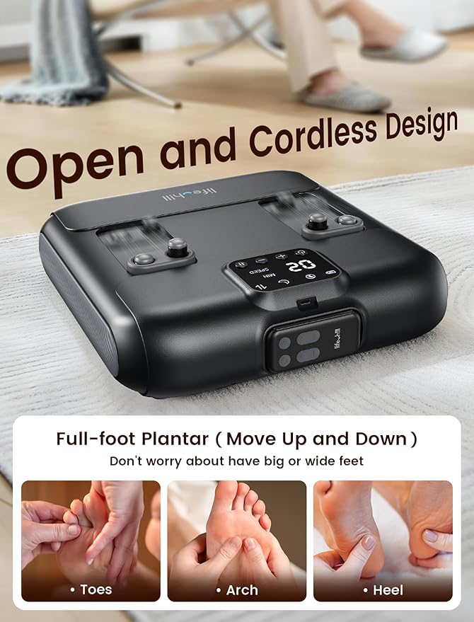 lifechill Cordless Foot Massager with Remote Control, FSA Eligible, 10-Levels Foot Massager for Neuropathy, Plantar Fasciitis, Fits All Size, Mom Christmas Gifts for Women Men, HSA