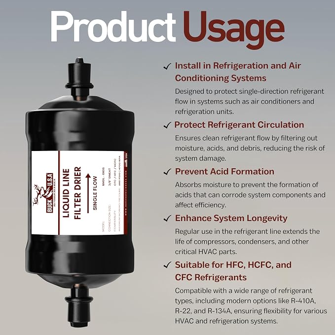 2 Pack Buck Single Flow Refrigerant Liquid Line Filter Drier 3/8" ODF Sweat - Image 4