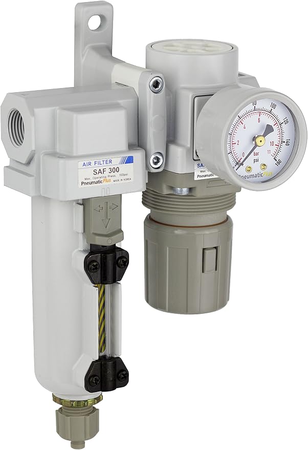 PneumaticPlus SAU320-N03G-MEP Compressed Air Filter Regulator Combo 3/8" NPT by PneumaticPlus