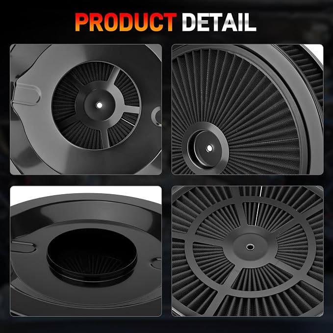 14"x3" High Flow Round Air Cleaner Filter Assembly Kit - Image 6