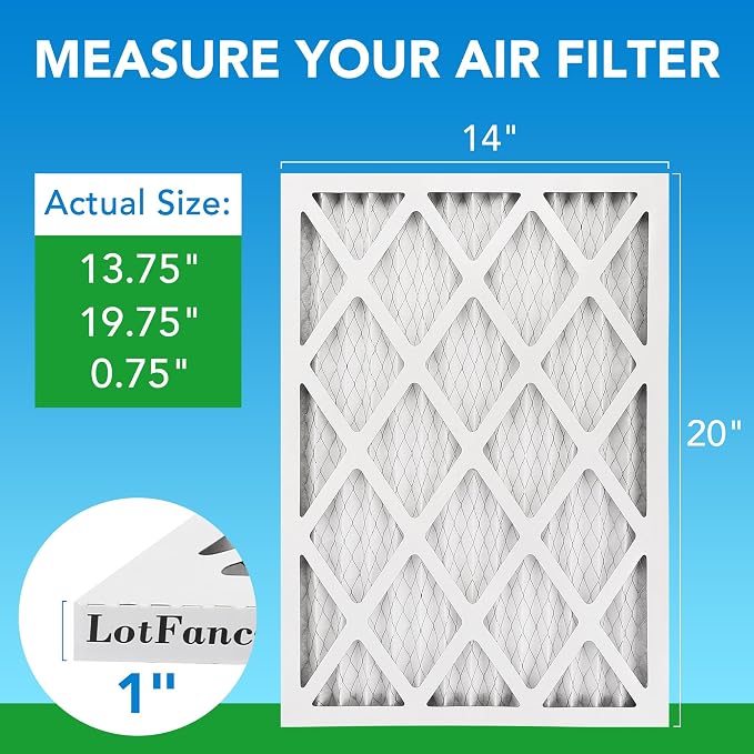 LotFancy 14x20x1 Air Filter MERV 8 6-Pack, Electrostatic Pleated Furnace & AC - Image 2