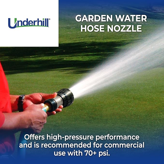 Underhill Magnum UltraMAX Premium PRO Series-Full Throttle 1 Inch Garden Water Hose Nozzle, Sprayer, Jet, Metal and Rubber, Adjustable, NG600-SFH-10