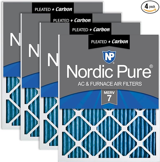 Nordic Pure 14x25x1 Pleated Air Filters MERV 7 Plus Carbon 4 Pack by NordicPure