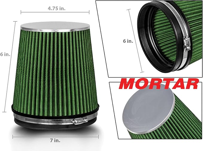 Mortar Aftermarket Auto Air Filter – 6 In Flange ID Car Enthusiast Class - Image 2