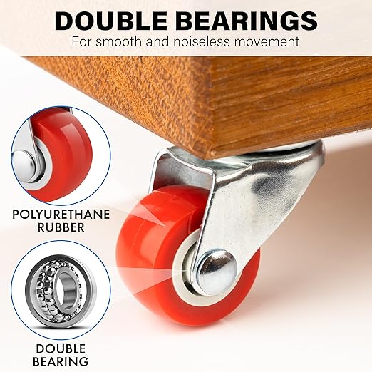 1 Inch Heavy Duty Casters Set of 4, Scratch Resistant & 360 Degree Rotatable - Image 4