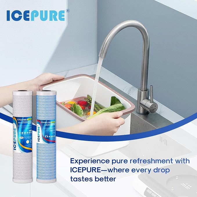 ICEPURE 4.5"x 20" Whole House Water Filter High Capacity Combo Set, Carbon - Image 9