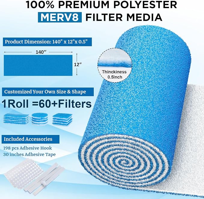 Air Vent Filters Roll, MERV 8 Triple Vent Filter Kit - Image 4