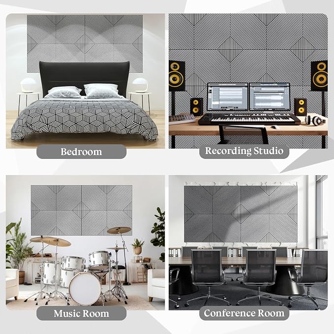 6 Pack Large Acoustical Wall Panels 23.6 x 23.6 Inches Acoustic Peel and Stick - Image 3