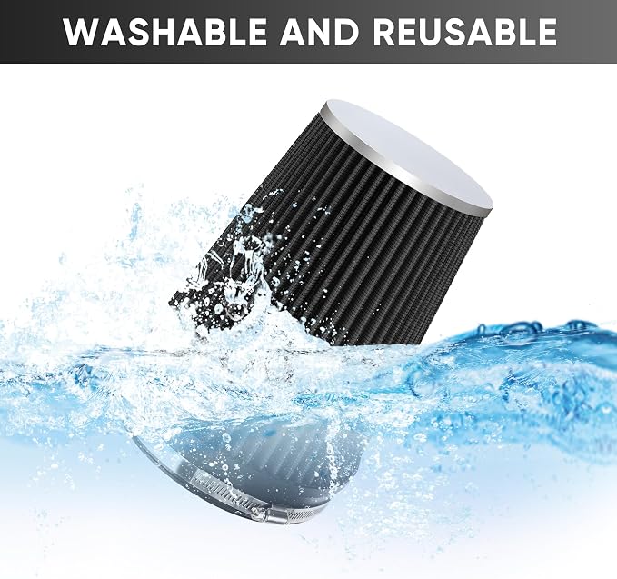 6" 152mm Cold Air Intake Filter Clamp-On Replacement High Flow Inlet Air Filter - Image 5