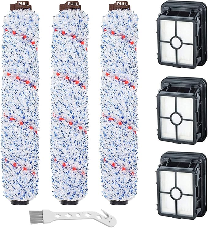 Lemige 3 Pack Multi-Surface Brush Roll 1868 + 3 Pack Vacuum Filter 1866 by Lemige