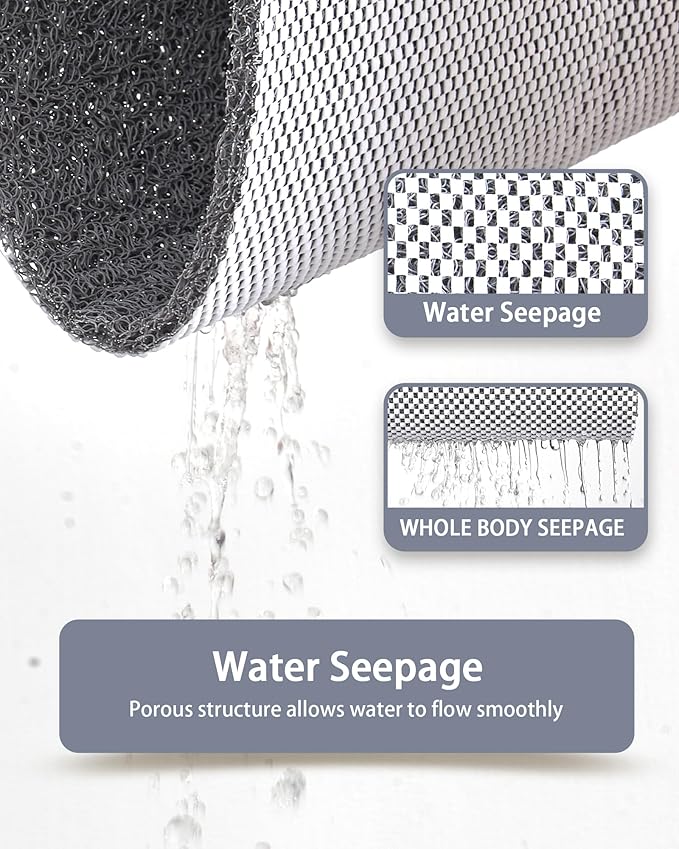 Non Slip Shower Mats for Inside Shower, 16x24 Inch, Anti-Slip Bathtub Mats for Bathroom, Foot Scrubber Loofah Bath Mats for Shower, Quick Drying Shower Stall Mats for Wet Areas (Grey)