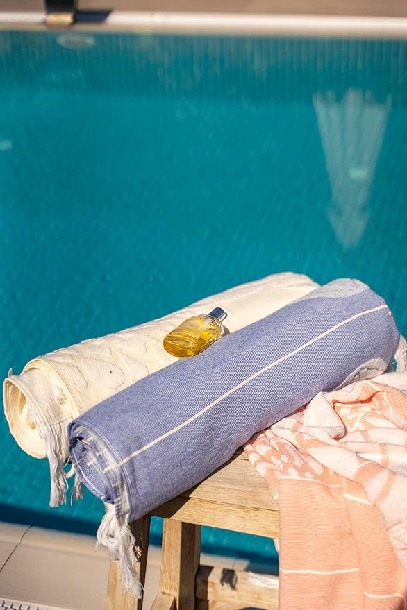 SOFE H&L | LINVIA Foutah Quick Dry Beach Towel Pack of 2 (35” x 70”) CARETTA - Yellow | Lightweight, Premium, Fade Resistant, Durable | Travel Towel, Turkish Beach Towel with Shoulder Strap