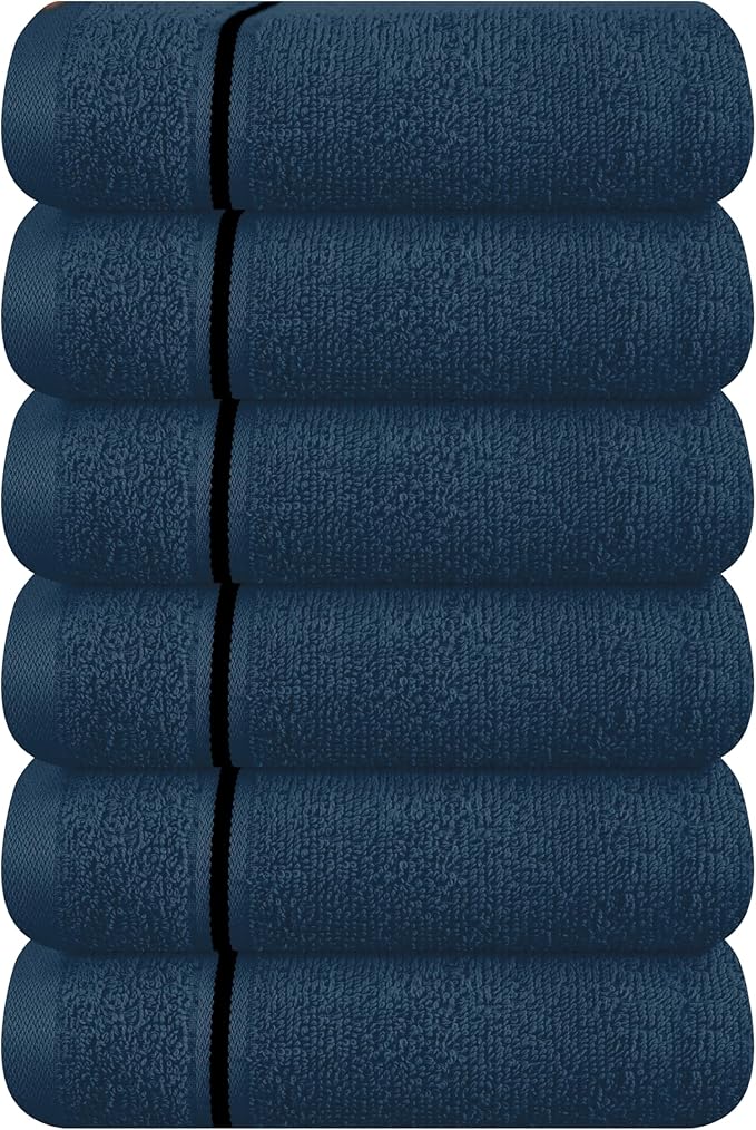 MyOwn Ultra Soft Cotton 6 -Piece Hand Towel Set 16x24 Inch, Ideal for use in Bathroom, Kitchen, Gym, Spa & General Cleaning, Compact & Lightweight Multi Purpose Hand Towels - Mineral Blue