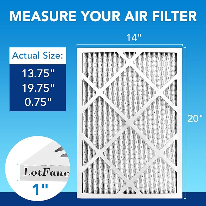 LotFancy 14x20x1 Air Filter MERV 13 6-Pack, Electrostatic Pleated HVAC Furnace - Image 2