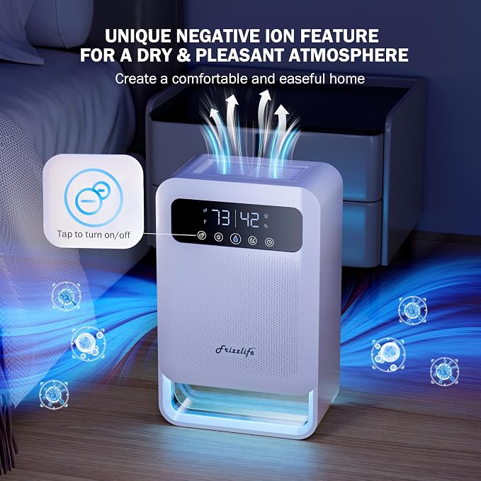 Frizzlife DH80 Air Dehumidifier, 135oz Water Tank W/Purifying Function - Image 4