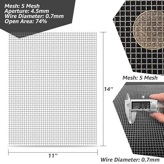 2 Pack 14"x11" Wire Mesh, 5 Mesh Crimped Stainless Steel Mesh, Never Rust - Image 2