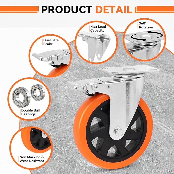 W B D WEIBIDA 6 inch Caster Wheels - Image 4