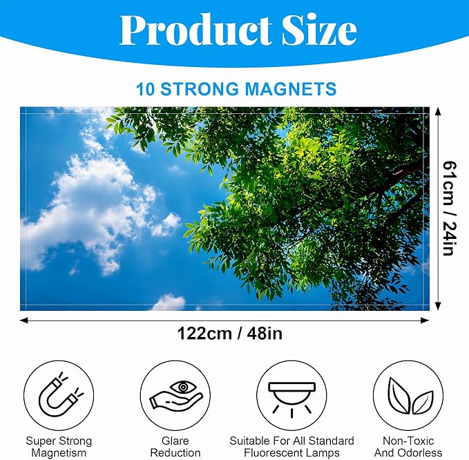 2 Pack Fluorescent Light Covers- 4 x 2 Feet Magnetic Ceiling Light Cover Room - Image 2