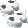 Suzile 2 Pcs Hot Tub Booster Seat Weighted Spa Bathtub Booster Inflatable Cushion Quick Dry Non Slip Bottom Portable Seat with 3D Air Mesh Cover Tub Accessory for Adult Indoor Outdoor(White Grey)