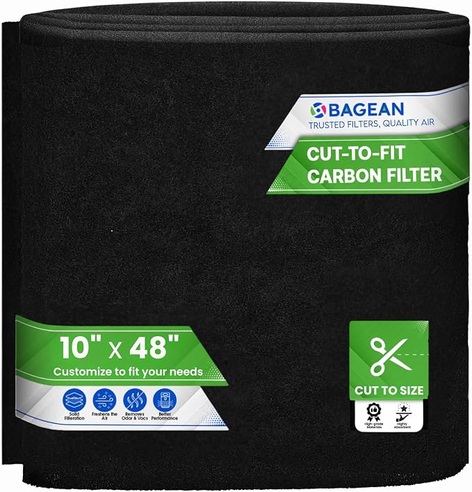 Cut to Fit Activated Carbon Filter Sheet 10” x 48” by Bagean