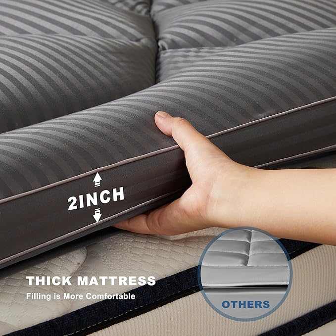 BEDLORE King Mattress Topper, Thick Pillow Top Pad for Back Pain Relief, Cooling Soft Mattress Cover with Deep Pockets 6-18 inch