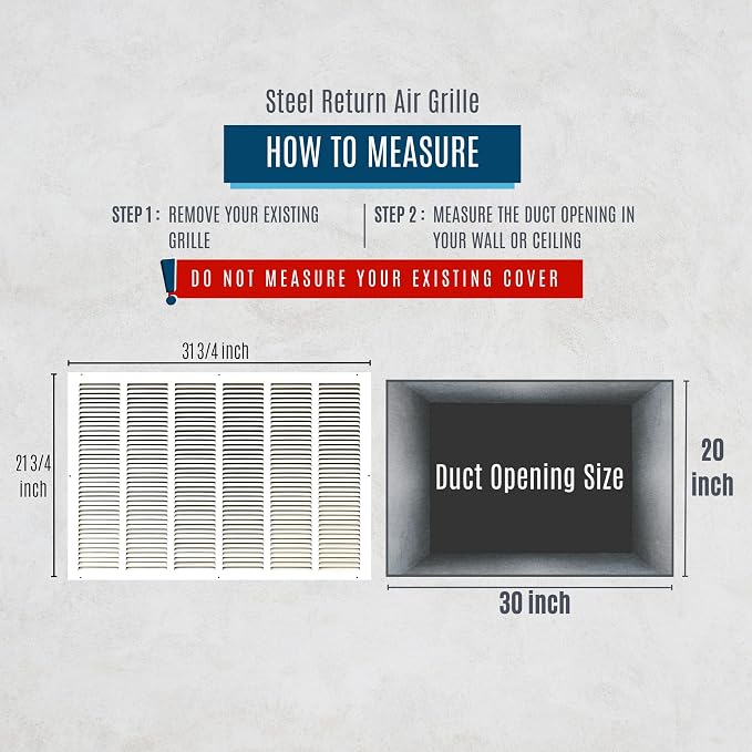 Fits 30x20 Duct Opening | Steel Return Air Grille by Handua | Vent Cover Grill - Image 3