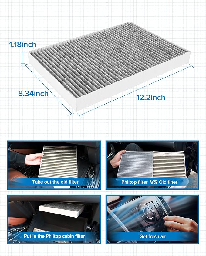 PHILTOP HEPA Cabin Air Filter w/Activated Carbon, Compatible - Image 7