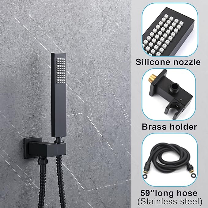 Shower System 12 Inches Rainfall Shower System Shower Head System for Bathroom 3 function shower system set Shower Faucet Rough-in Valve