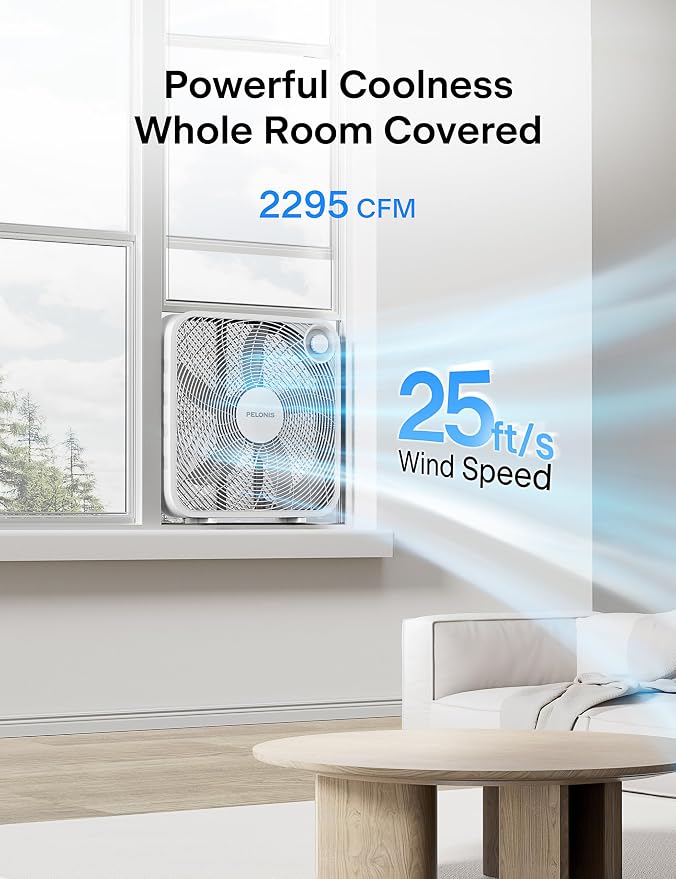 PELONIS 20 Inch Box Fan – 3 Speeds, Window Fans, Floor or Tabletop, 2025 - Image 2