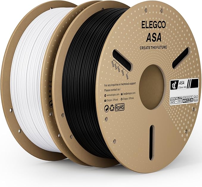 ELEGOO ASA Filament 1.75mm Deep Black & White 2KG, UV & Weather Resistant 3D by ELEGOO