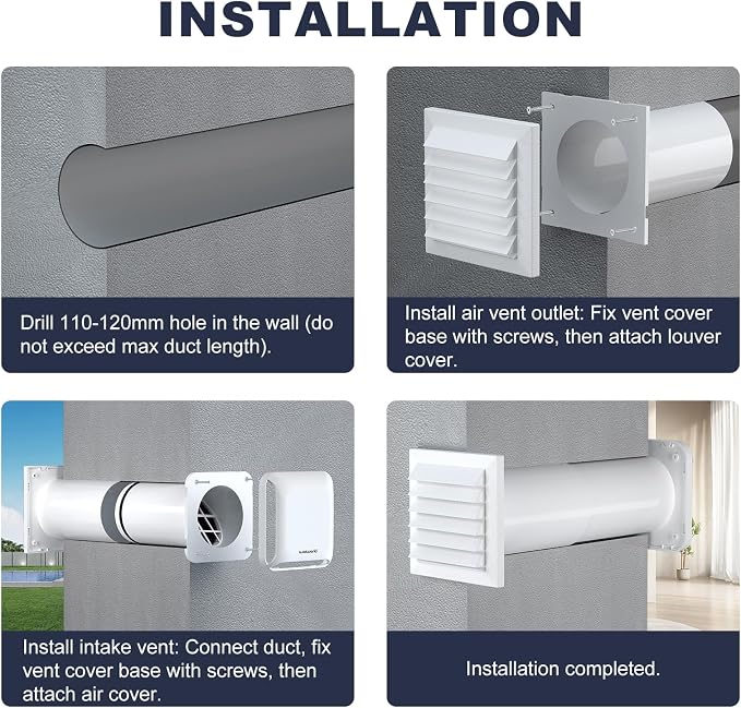 4 Inch Square Passive Air Vent, Adjustable Airflow Ventilation Kit - Image 8