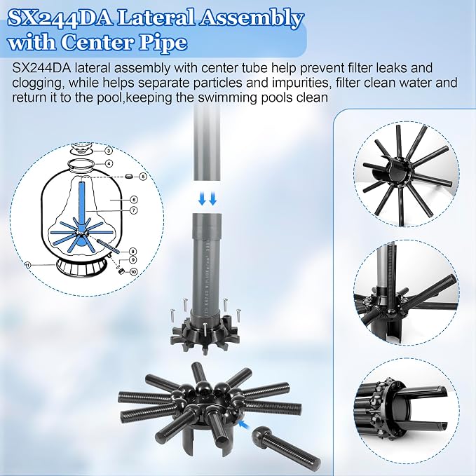 SX244DA Lateral Assembly with Center Pipe Compatible with Hayward s244t Sand - Image 3