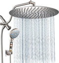 Cobbe 12 Inch All Metal Rain Shower Head, Dual Shower Heads with Handheld Spray Combo - Upgrade Extension Arm Height Adjustable - 9 Spray Filtered Shower Head, Brushed Nickel