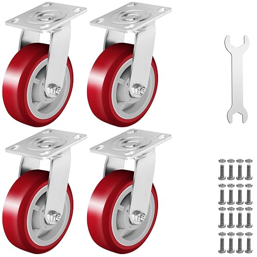 6 Inch Heavy Duty Casters Set of 4, Scratch Resistant & 360 Degree Rotatable - Image 8
