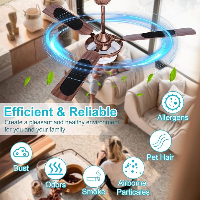 12 Pack Ceiling Fan Filters for Blades, Activated Coconut Shell Carbon Ceiling - Image 4