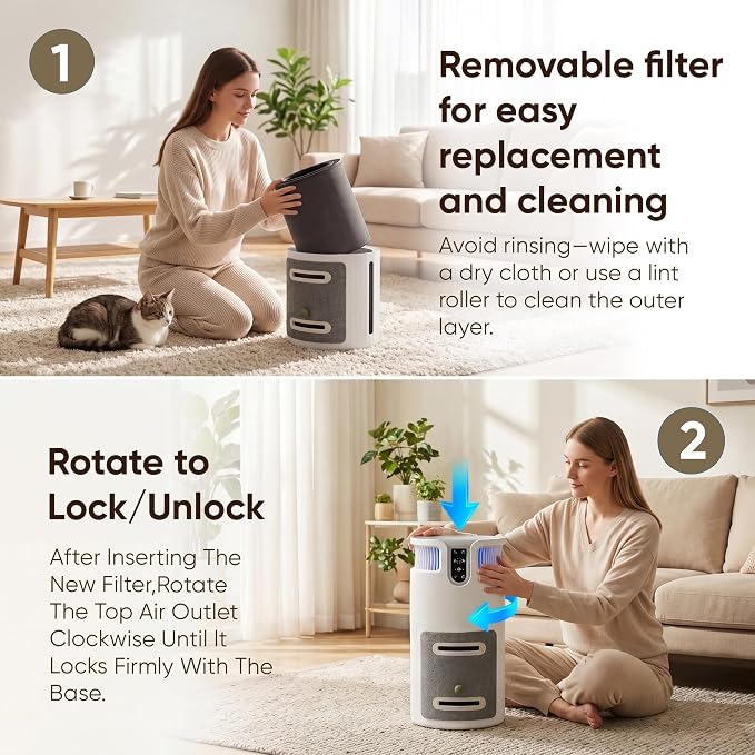 Greesum Pet Air Purifier for Cats, 320m³/h CADR Smart Air Cleaner - Image 7