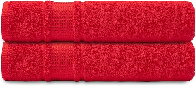 Melissa Linen, 2 Piece Hand Towel Set, 100% Turkish Cotton Face Hand Towels for Bathroom, 20 in x 35 in, Absorbent, Quick Dry, Durable and Soft, Spa and Hotel Quality, Red